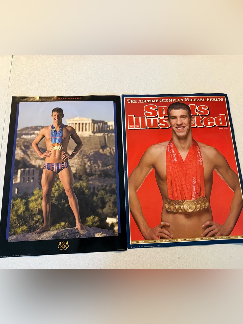MICHAEL PHELPS Sports Illustrated Olympic Swimming 13x18 POSTERS Athens Haul Lot